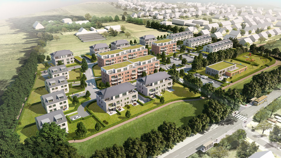 Visualisierung-Neubau-Siedlung --- Visualisierung Ralph Schenkenberger Modelldigital